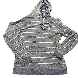 Billabong Blue and White Striped Lightweight Hoodie Size Medium Skater Surf